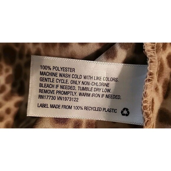 A New Day Animal Print Dress Large Midi V-Neck Pleated Flowy - Picture 5 of 8